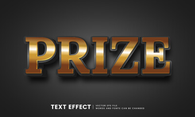 Wall Mural - Editable elegant 3d gold prize text effect. Fancy font style perfect for logotype, title or heading text.