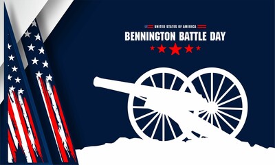 bennington battle day design background illustration with american flag and bennington cannon suitable for greeting at a bennington battle day moment in united states