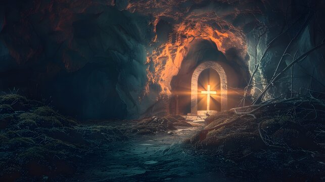 cross light in the cave  