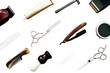 PNG barber tools pattern, job and career concept