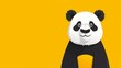   A black-and-white panda bears dual silhouette against a yellow background One panda rests atop the other