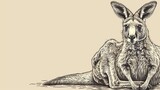 Fototapeta  -  Kangaroo sitting, head turned sideways, eyes open