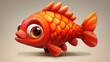   A tight shot of a cheerful cartoon fish with a broad grin and prominent eyes