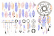 Pastel Bohemian png feather and dreamcatcher set