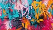 © Nisit - A vibrant graffiti texture background featuring a chaotic mix of spray paint marks
