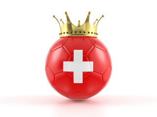 Canvas Print - Switzerland flag soccer ball with crown