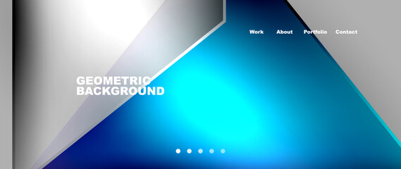 Aufkleber - This geometric background features a pattern of blue and silver triangles. It resembles a sleek design found on a portable communications device or tablet computer