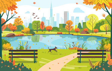 Wall Mural - a painting of a dog running in a park
