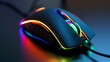 A sleek gaming mouse with customizable RGB lighting.