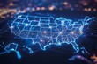 © dendyh7 - Digital Map of USA with Network Connection created with generative AI