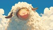 The sheep radiated coolness as it flashed a smile against a pristine white backdrop