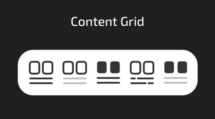 Content Grid icons in 5 different styles as vector