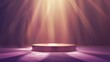 A podium or stage surrounded by spotlights in a realistic modern illustration. Pedestal for a winner or award ceremony, empty platform for a performance or show at a night club, soon to be available