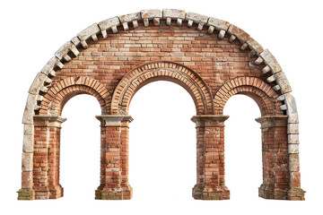 Wall Mural - ancient roman aqueduct, brick wall, a grand entryway, isolated on a transparent background.