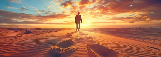Wall Mural - A guy on the sand, going in obedience to God