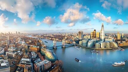 Wall Mural - Panoramic cityscape view of London and the River Thames, England, United Kingdom