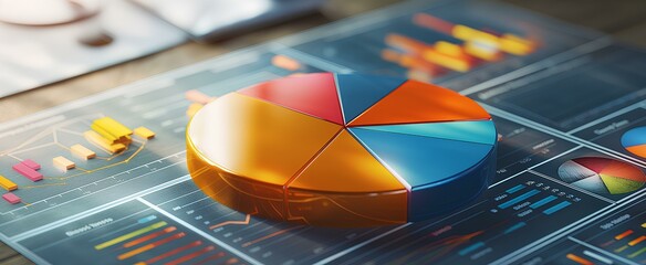 an illustration showcasing the proportionate distribution of investments across various asset classes with a 3D pie chart. generative AI