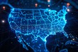 © dendyh7 - Digital Map of USA with Network Connection created with generative AI