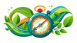 Stopwatch with green leaves, vibrant on white, June 5. Global Running Day concept