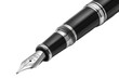 Elegant black fountain pen with silver accents isolated on transparent background