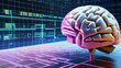 Künstliche Intelligenz Bildlich dargestellt. Gehirn mit Computer Daten . KI Generated