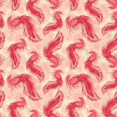 Wall Mural - A pattern of red birds with white feathers