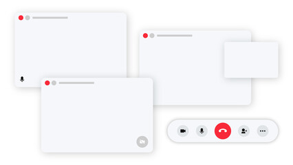 Video conferencing application png set white background with design space