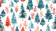 Holiday seamless pattern with different Christmas tre