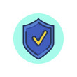 Shield with checkmark line icon. Test, product, quality outline sign. Check marks and business concept. Vector illustration symbol element for web design and apps