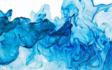 Wall Mural - A blue and white swirl of smoke, with the blue being the dominant color