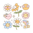 Draw cute retro flower power Hippie florals Positive vibes Printable sublimation