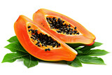 papaya isolated on white background, transparent background, PNG file