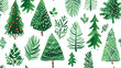 New year trees hand drawn vector seamless pattern