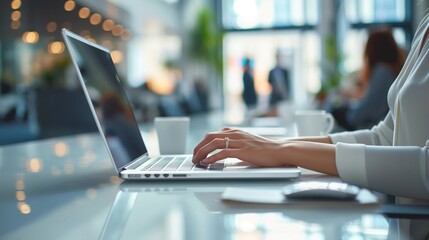 Closeup Shot of a Woman Using Laptop