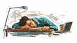 Deadline overworking sleep business concept. Tired ex