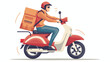 Delivery man riding motorcycle Send order package to