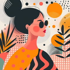 Wall Mural - backgroune, minimal styles,Geometric patterns and line, playful quirky cartoonish illustration,
