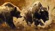 Realistic Bear and Bison Portrait