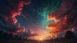A dream world where the sky changes colors with people's emotions Generative AI
