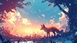 2d illustration depicting a cunning and mysterious fox in its natural habitat