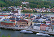Blick auf die Dreiflüssestadt Passau, mit Rathaus und Kirche St. Michael am Abend, Niederbayern, Bayern, Deutschland