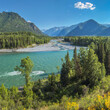View of the Katun river valley, Altai. Travel and vacation in the mountains.