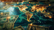 money over a world map, concept of global economy