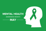 Fototapeta Pokój dzieciecy - Mental Health Awareness Month in May. Raising awareness of mental health. Control and protection. Prevention campaign. Medical health care design. Vector illustration	