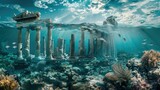 Fototapeta Zwierzęta - Underwater ruins of an ancient Greek city