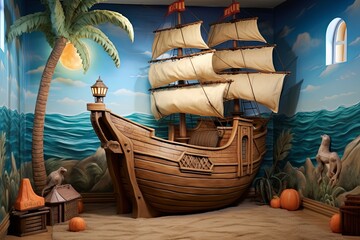 Wall Mural - Anchor Wall Decals, Treasure Chest Toy Box: Pirate Ship Themed Children's Bedrooms