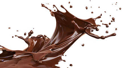 Wall Mural - Dark chocolate splash isolate on a white background, with clipping path 3d illustration.