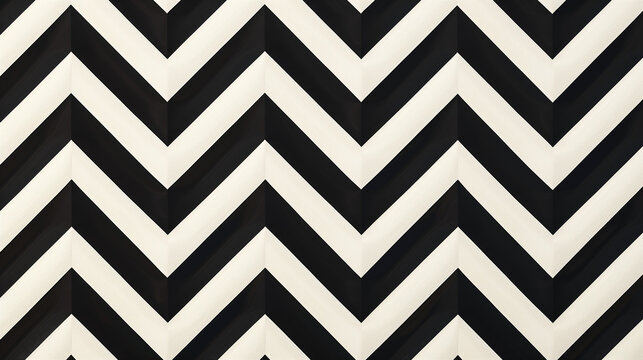 High contrast, minimal black and white chevron pattern, sharp and eye-catching, versatile for both fashion and interior design