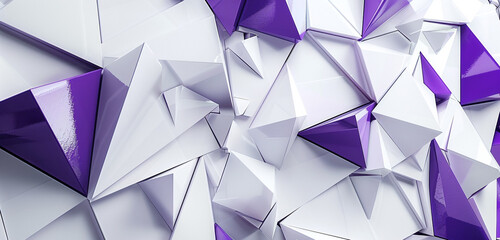 Wall Mural - Prisms in royal purple on white create a 3D spectacle for a contemporary vibe.