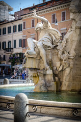 Wall Mural - Rome Italy fountain four rivers in Piazza Navona